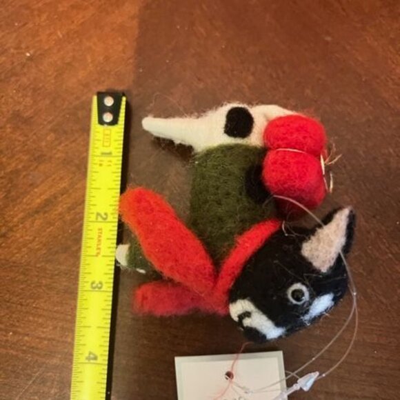Felt Dog christmas Ornament With Scarf & Red  Carrying Present Ornament - Picture 3 of 7